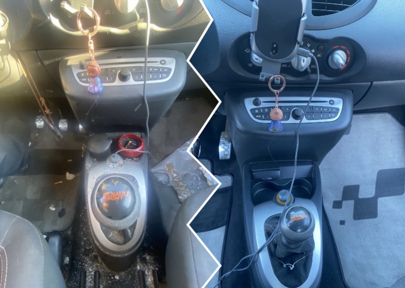 Nettoyage intérieur et shampouinage des sièges sur une  Renault Twingo RS à Saint-Laurent-du-Var
