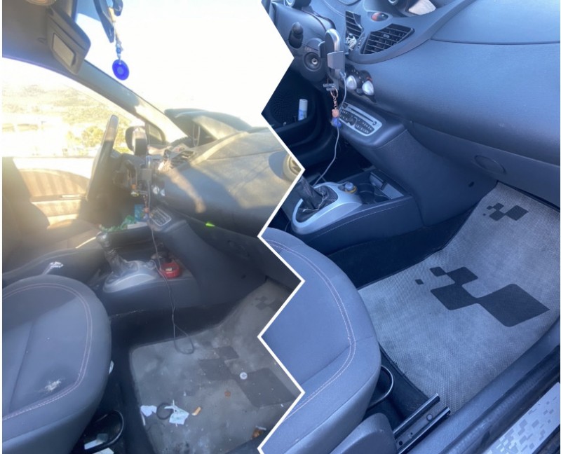Nettoyage intérieur et shampouinage des sièges sur une  Renault Twingo RS à Saint-Laurent-du-Var
